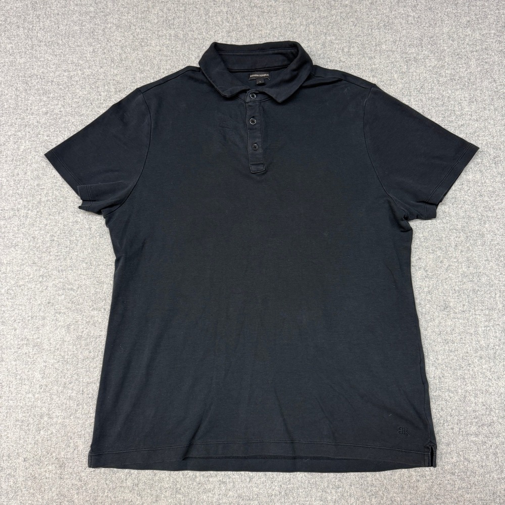 Banana Republic Polo Shirt Size Large Black Cotton Short Sleeve Logo Casual Tee
